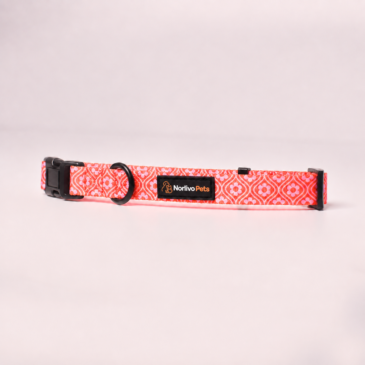 Norlivo Pets Adjustable Patterned Dog Collar – Coral Red