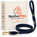 Norlivo Pets Premium Dog Lead – Navy Blue with Gold Hardware